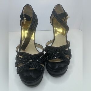 Michael Kors Maxine Black Platform Sandals Size 8 M